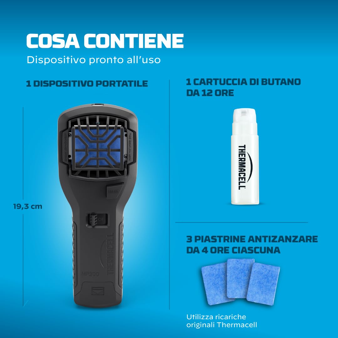 Thermacell Repellente Antizanzare Portatile – Zona di Protezione 21 m², Senza DEET, Nero