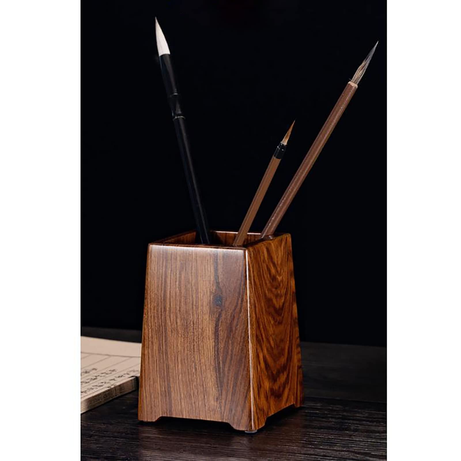 Bleistifttopf aus Holz Hölzerner Stifthalter Büro minimalistischer Stifteimer Ornament Schreibtisch-Organizer für Homeoffice(Natural)