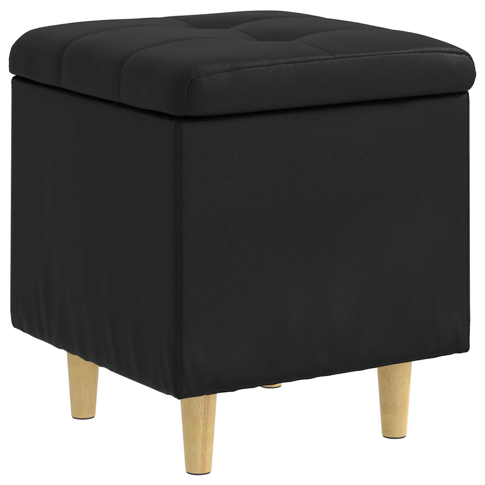 Pouf avec rangement, noir, 40 x 40 x 45 cm, cuir synthétique