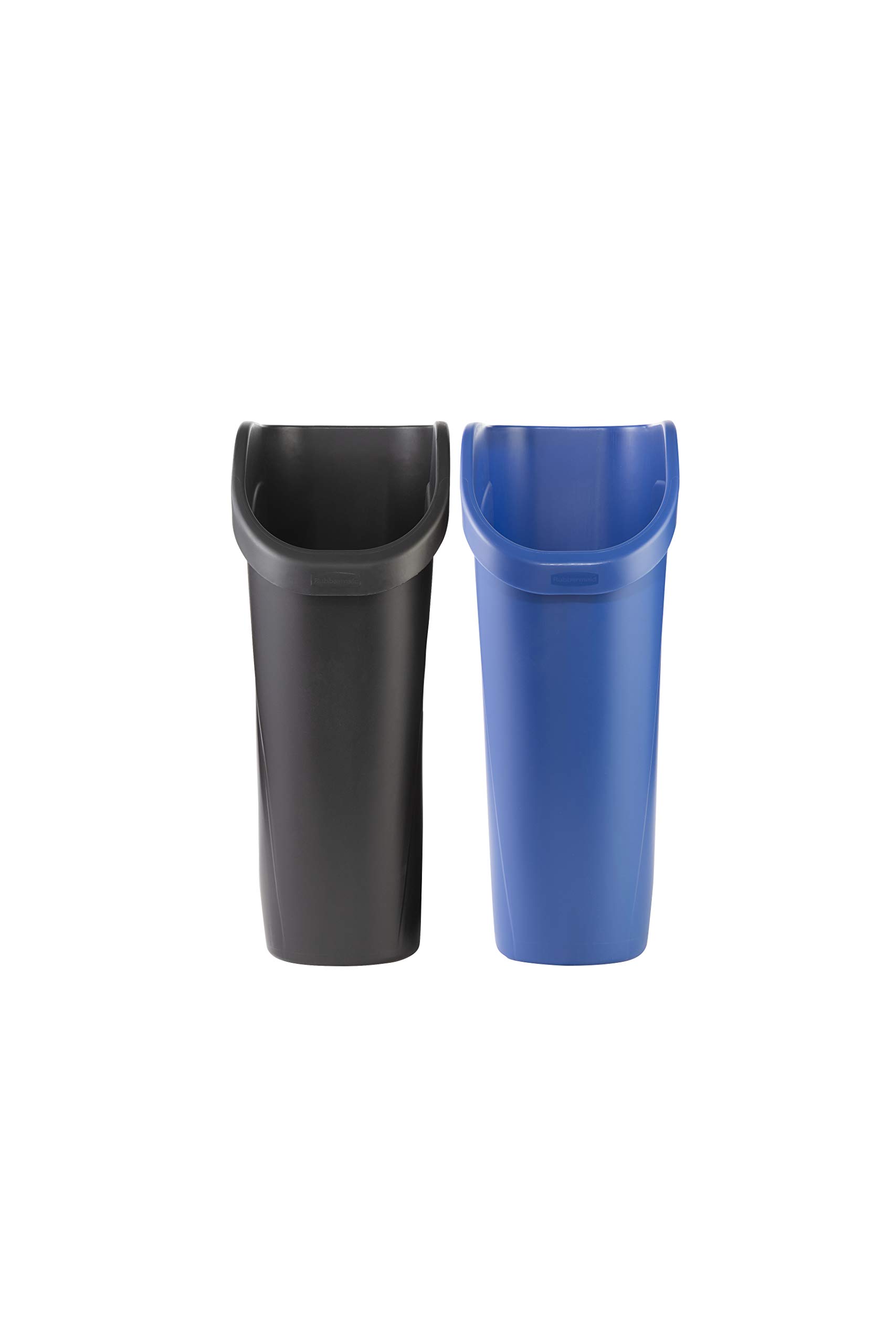 Rubbermaid Undercounter Small Trash Can, 2 Pack Blue and Black for Recycling/Waste, 6.4-Gallon, Fits under Sink/Desk/Cabinate for use in Kitchen/Bathroom/Office