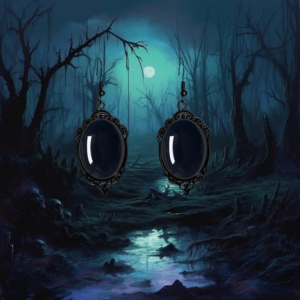 Gothic Vintage Black Red Purple Blue Crystal Cameo Dangle Earring for Women Goth Stardust Satan Demon Crystal Drop Earring Dark Punk Witch Halloween jewelry - Image 4