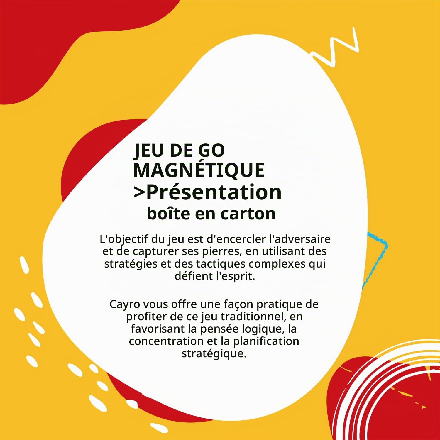 Cayro - Jeu de Go Magnétique - Plateau Portable avec Pièces Aimantées - Idéal pour Voyager - Coincer l'Adversaire - Jeux de Société Classiques