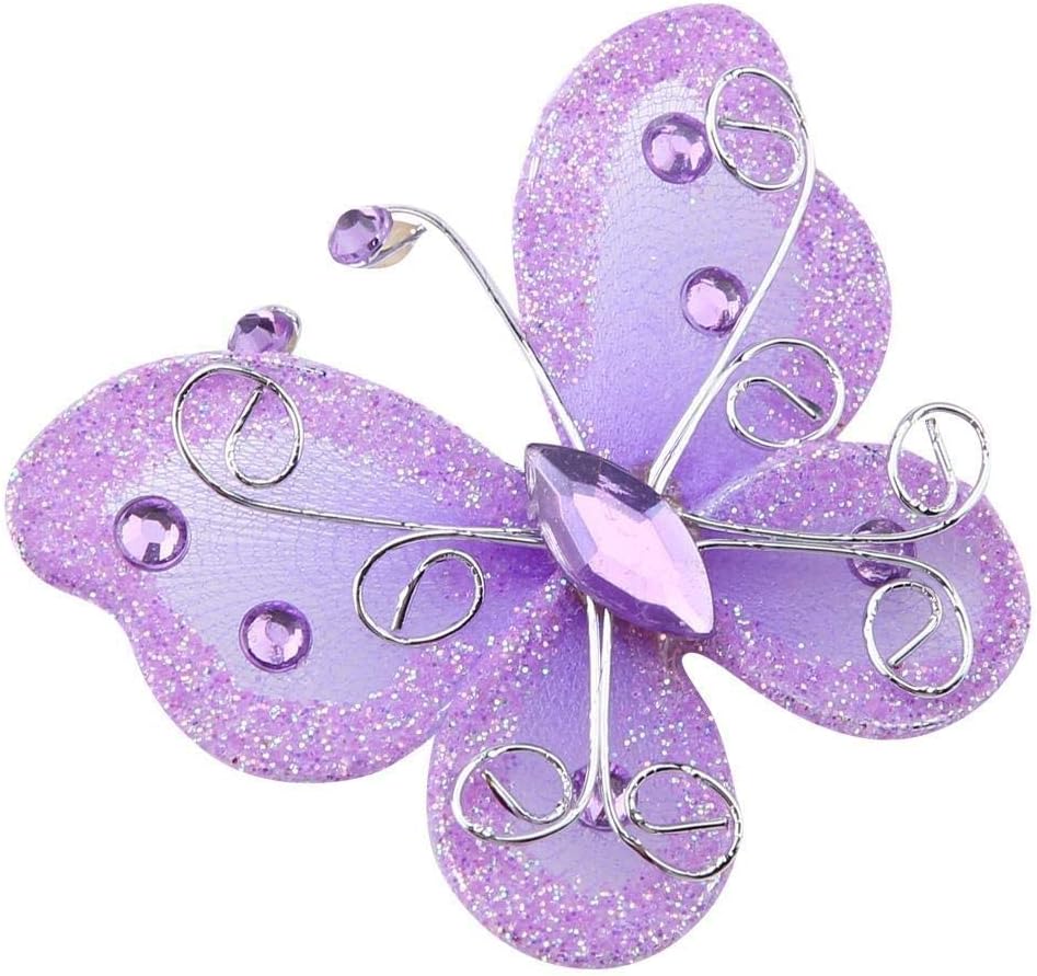 Mesh Butterfly, 24pcs Sheer Mesh Wire Glitter Butterfly Wedding Party Clothing Decoration DIY Supplies(Purple)