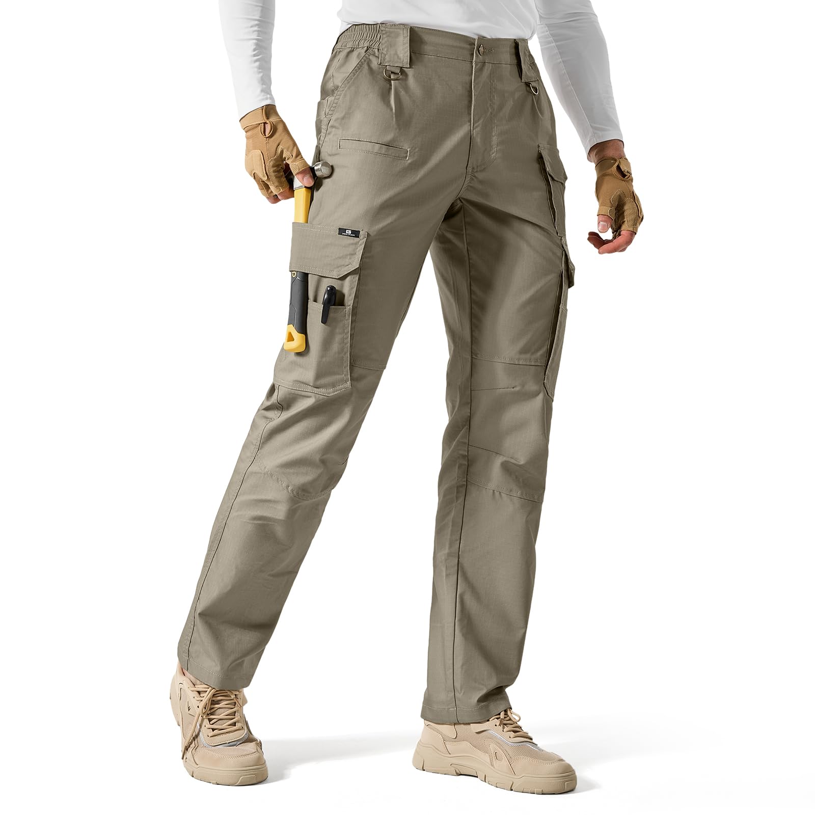 IGOLUMON Arbeitshosen Männer Stretch mit Halb-elastischem Bund Leichte Cargohose Herren mit 14 Taschen für Outdoor Taktische