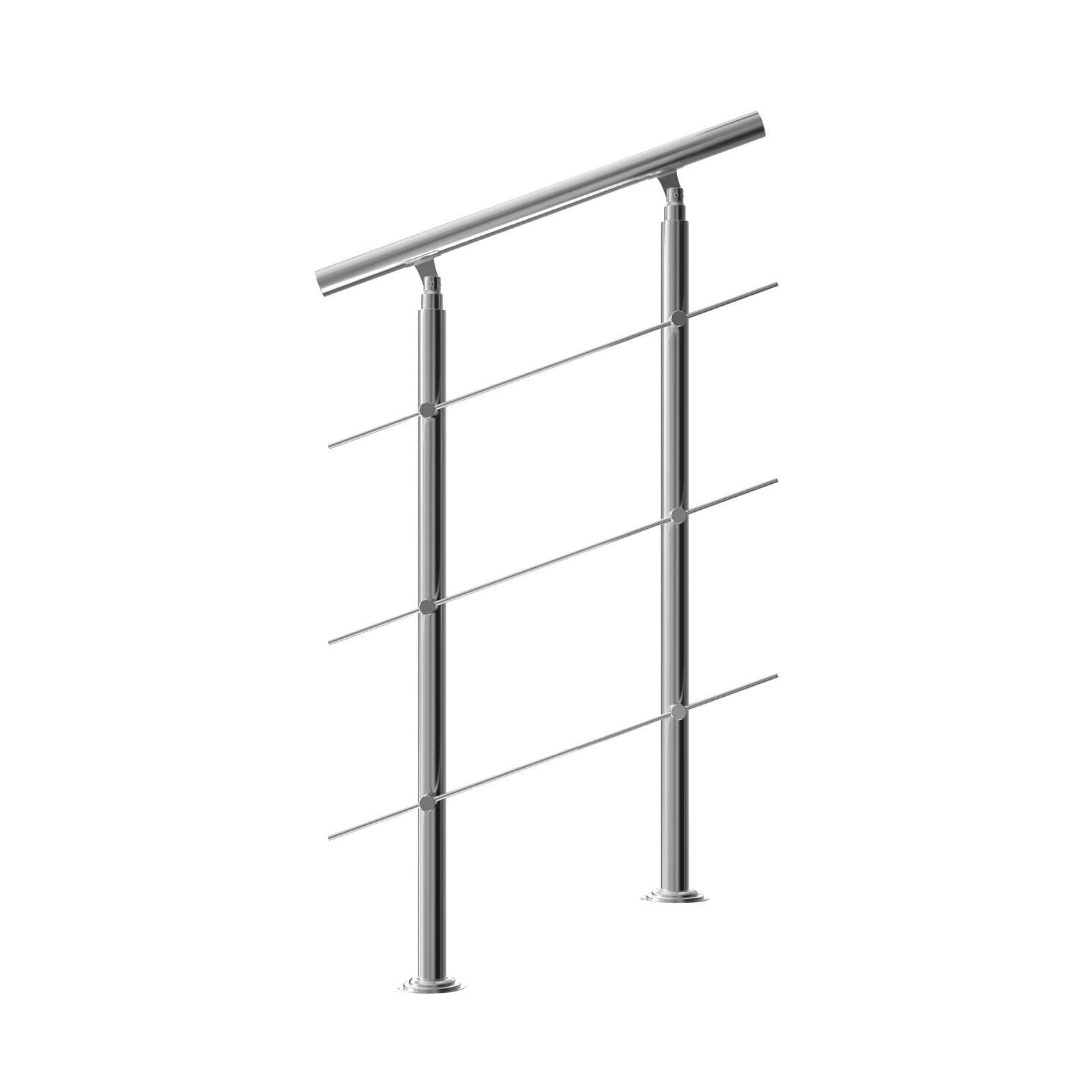 Monzana 3 Cross Braces Monzana® 80Cm Stainless Steel Grab Rail Indoor Outdoor Handrail Hand Rail For Stairs | Adjustable Stair Banister Rails | Hand Rails For Outdoor Steps | Brushed Tubular Design | With 3 Crossbars