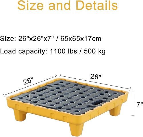 Miniatura 2 de Plataformas modulares de derrames, plataforma de contención de derrames amarillo y negro, paleta modular de contención de derrames con rejillas