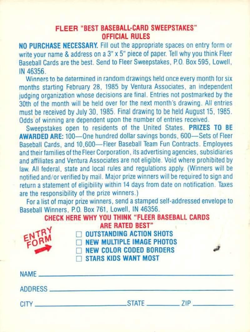 1985 Fleer Team Logo Stickers Small Print #NNO2 Atlanta Braves Logo Atlanta Braves Official Standard Trading Card Sized MLB Sticker in Raw (EX or Better) Condition