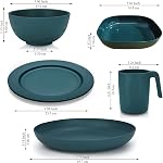 Kyraton Ensembles en plastique pour le dîner 20 Pièces, plaques de poids léger incassables et réutilisables Mugs Bols Plats Facile à transporter et nettoyer Micro-ondes sans danger BPA Service sécurisé de lave-vaisselle gratuit pour 4 (Vert foncé)