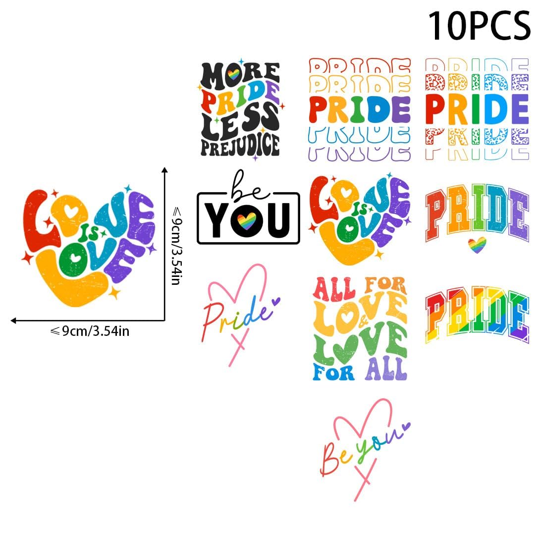 12/10/8 pcs Patriotic, Pride Month Bundle LGBTQ Sublimation, LGBT Gay Pride Month Bundle Iron On Transfer Patches Decals for Clothing T-Shirt Heat Transfers Vinyl Sticker Iron On Patch Decoration (P2)