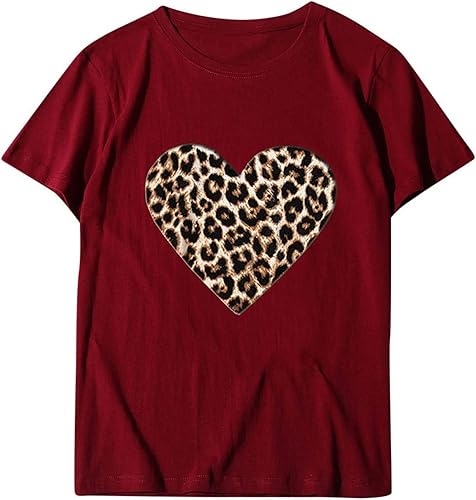 Miniatura 5 de Camisetas de manga corta con estampado de corazón para mujer, camisetas de ajuste regular, linda y divertida, ropa de regalo 2023