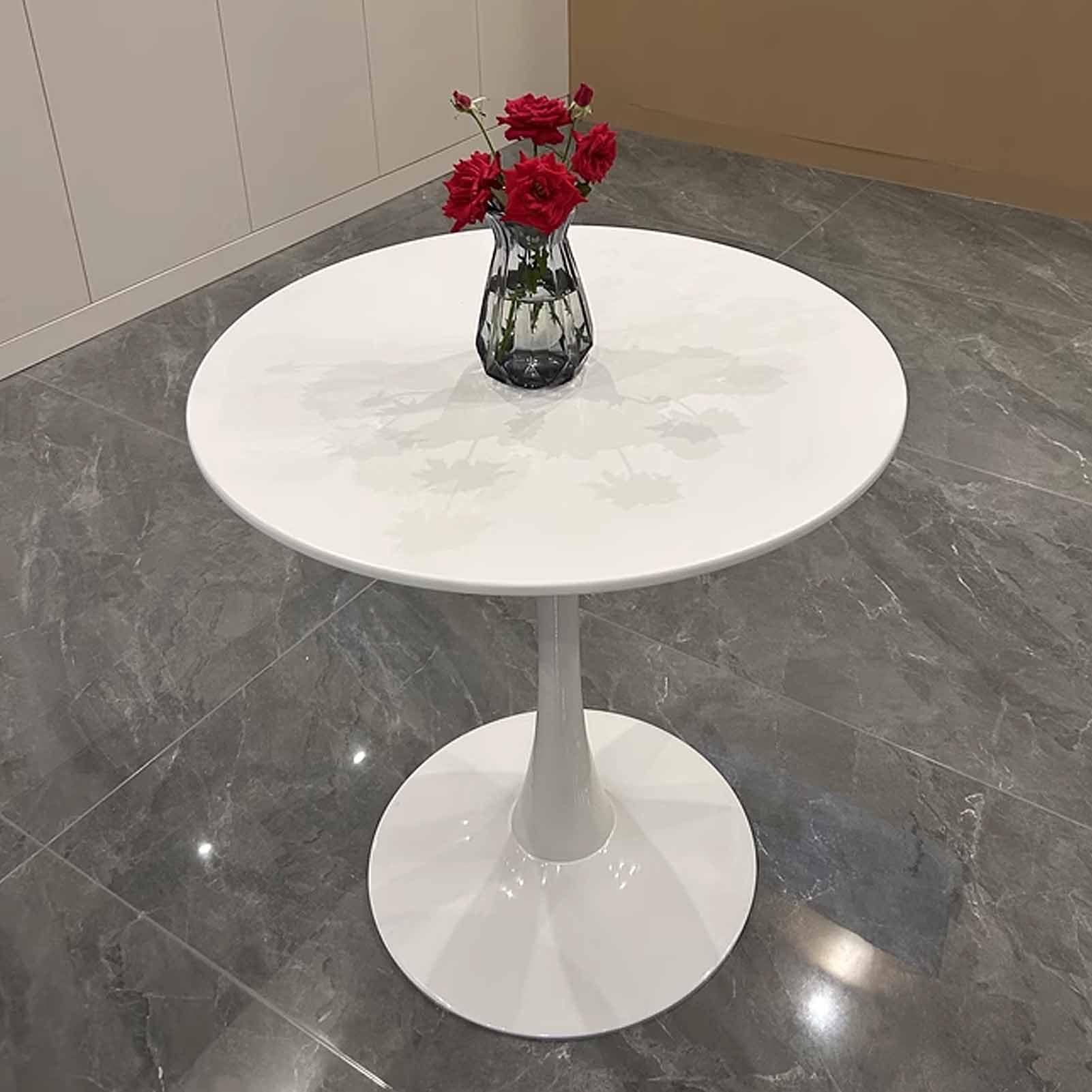 Biały designerski stół do jadalni - mały stół kuchenny i salon z podstawą na cokole do jadalni i wypoczynku (biały h)