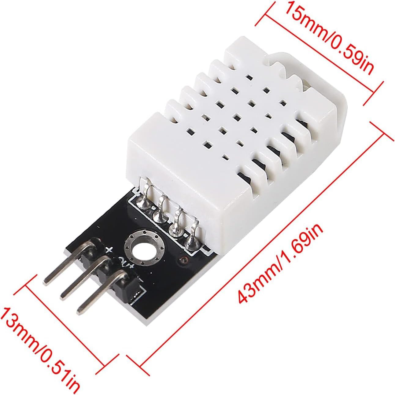 Dimensions of DHT22/AM2302 sensor module