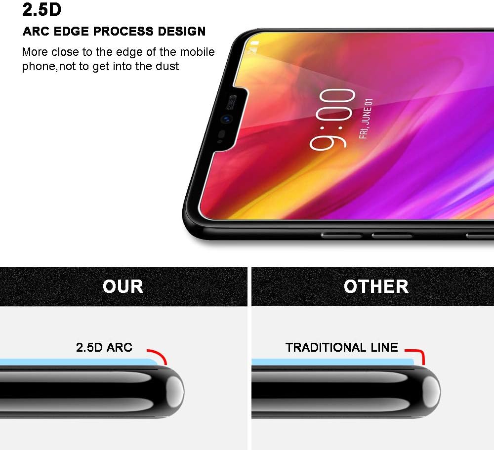 TOCOL [3 PACK] Screen Protector for LG G7 ThinQ, [Case Friendly] High Definition Anti-Scratch [Bubble Free] Tempered Glass