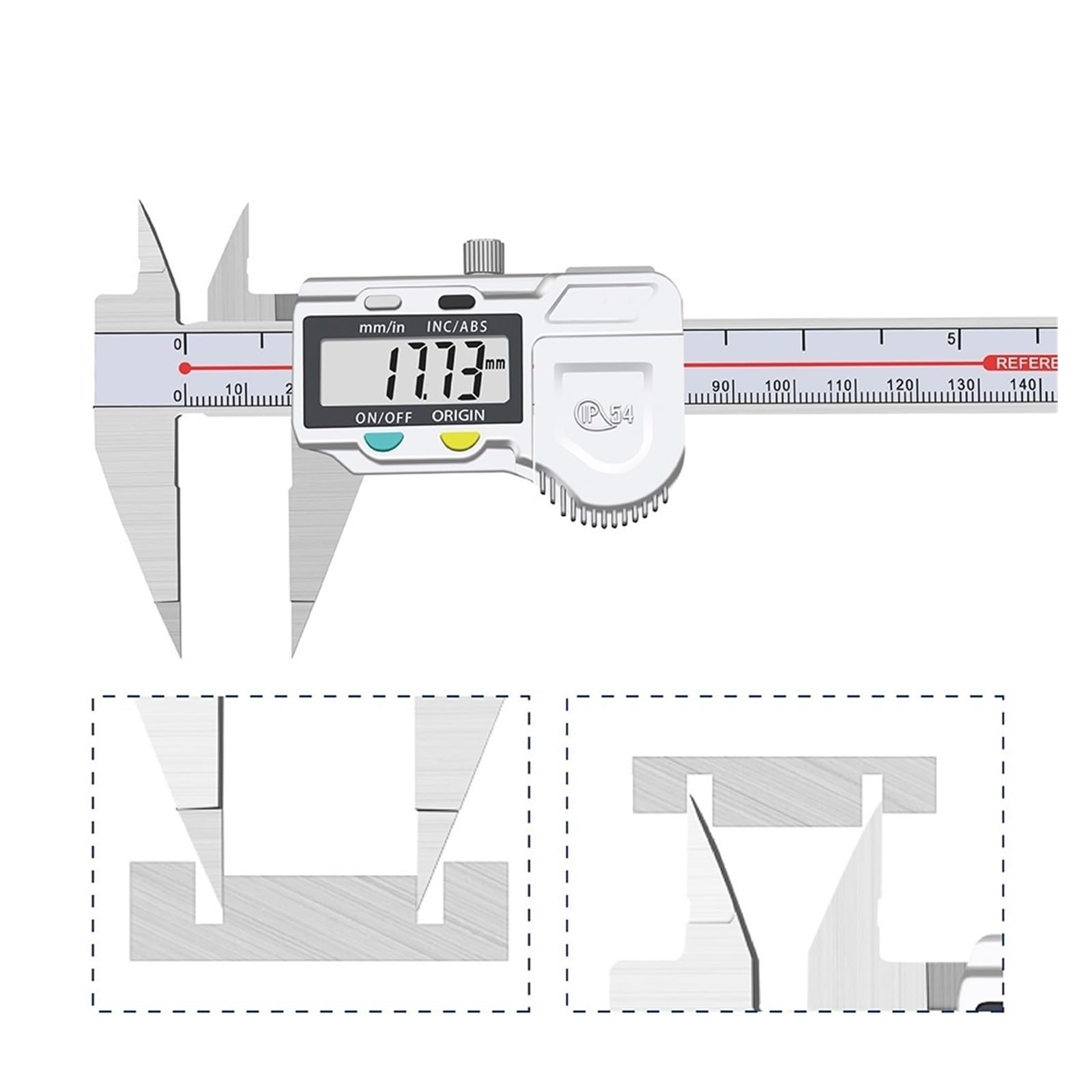Calibro Digitale a spaziatura Stretta, con Punta fine, 0-200 mm, Strumento di misurazione di precisione per lavorazioni meccaniche, falegnameria e gioielleria.