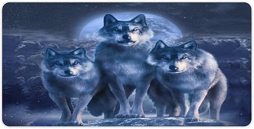 Horror Wolves - Alfombrilla de mouse impermeable para juegos, gótico, con temática de animales oscuros, bosque, lobo negro, para mouse inalámbrico,