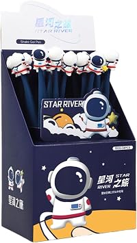 6pc-0.5mm Black Refill Cartoon Animal and Plant Shaped Signature Pen Soft Silicone Swing Stress Relief Neutral Pen-Star River Journey-6pc