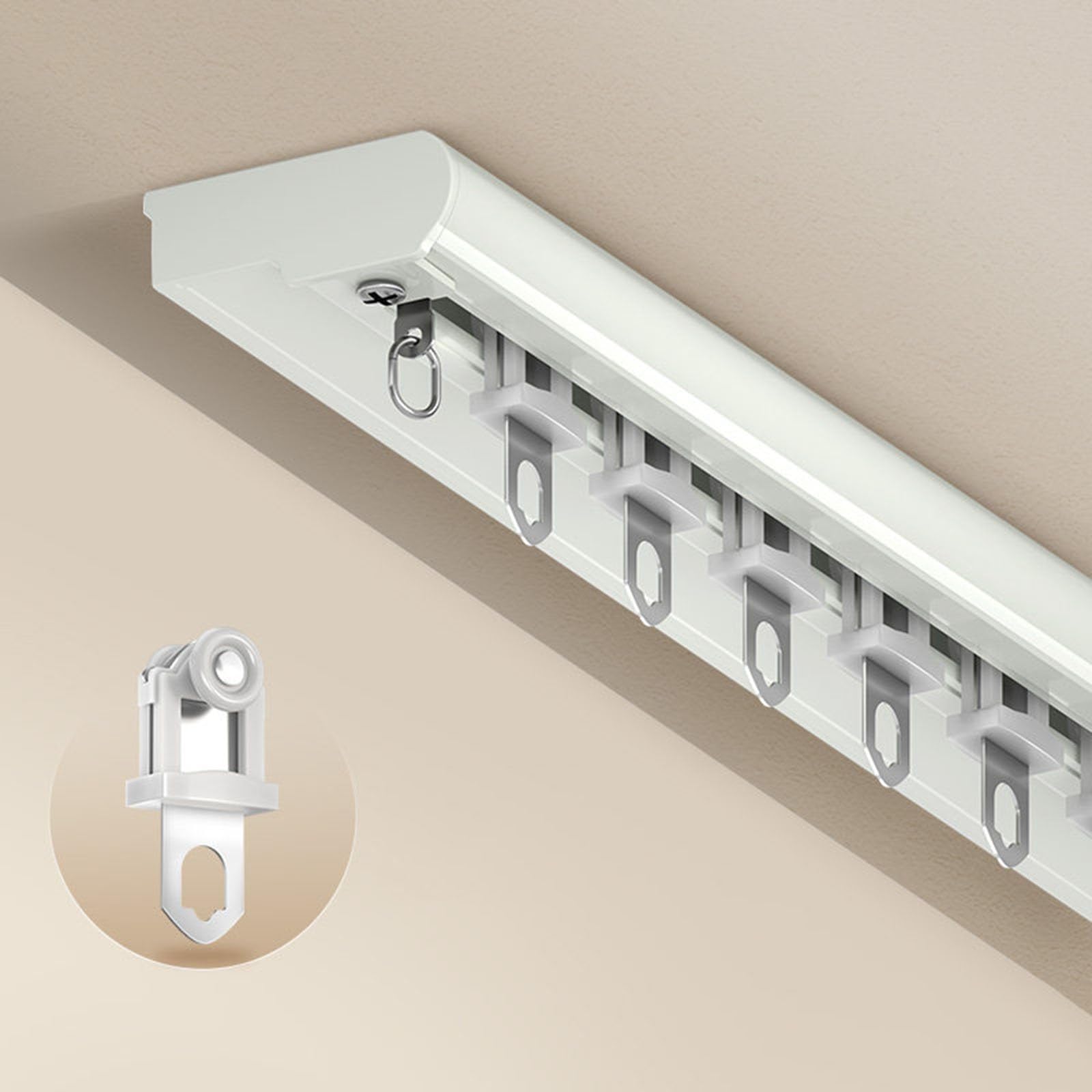 Silent Curtain Track Ceiling Mount, 2/3/4/5/6 M Long Room Divider Rail for Inward Opening Window, Aluminum Partition Rod Set with Screw Fittings(White,3.5m/11.4ft/137.8in)