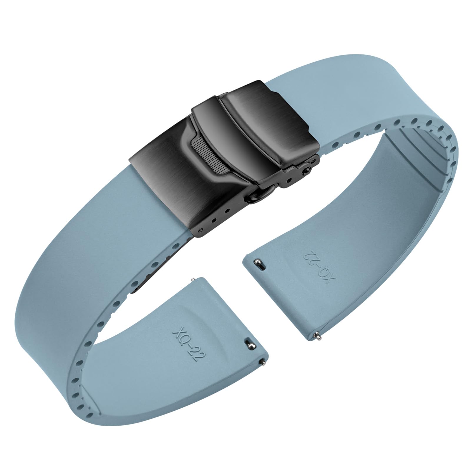 Uhrenarmband Fluorkautschuk mit Faltschließe Cut-to-Size FKM Kautschuk Gummi Armband Schnellverschluss Weiche Langlebig Universal Ersatzarmband Watch Band 18mm 19mm 20mm 21mm 22mm