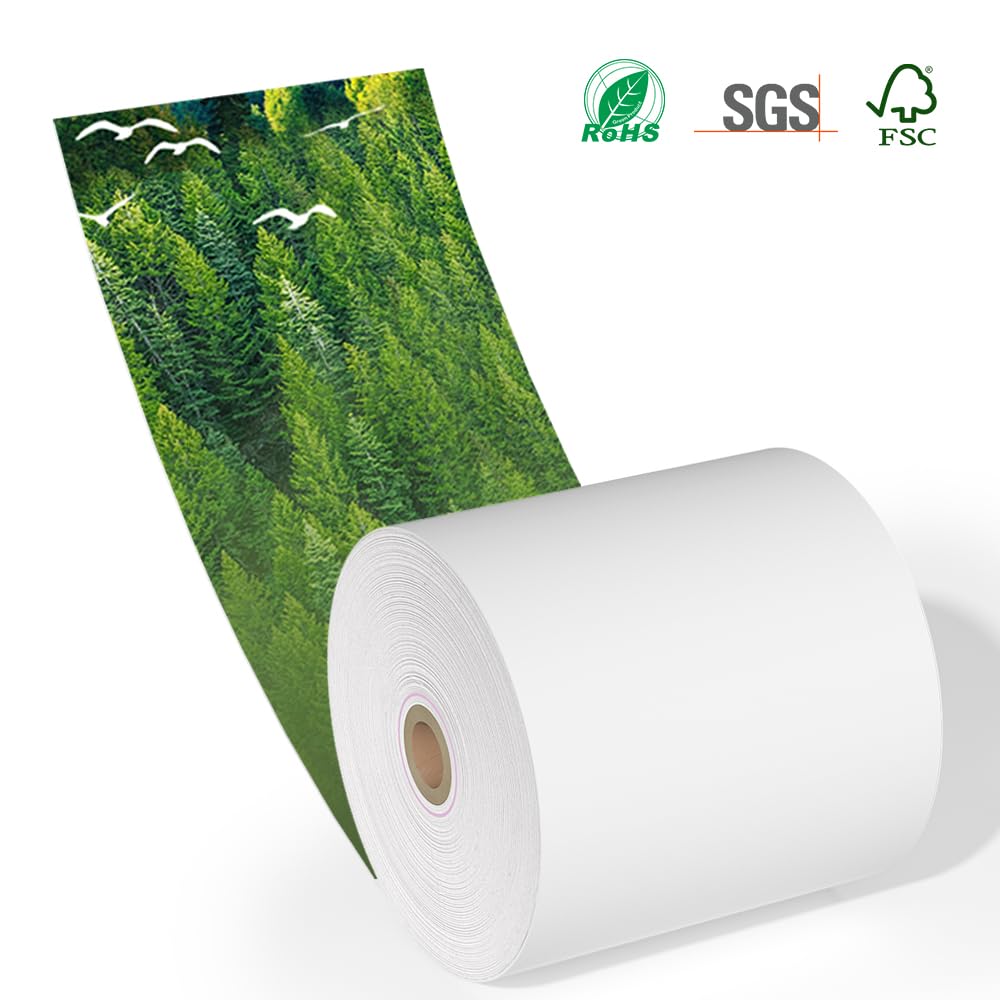 15 rollos de papel térmico de 3 1/8 x 230 pulgadas, 55 g/m², papel grueso de alta calidad para caja registradora POS, sin BPA. Methdic