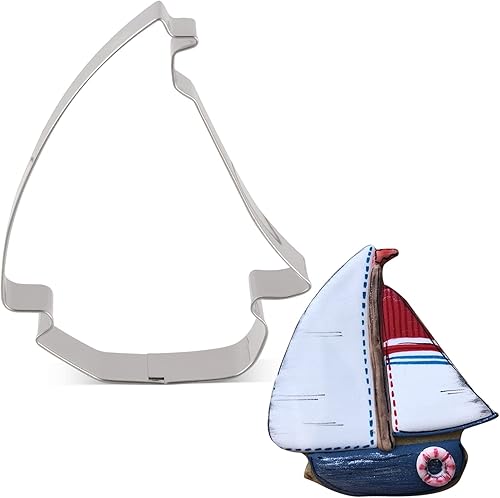 Miniatura 6 de LILIAO Cortador de galletas náuticas de velero, 3.7 pulgadas, cortadores de sándwich de pan de galletas, acero inoxidable
