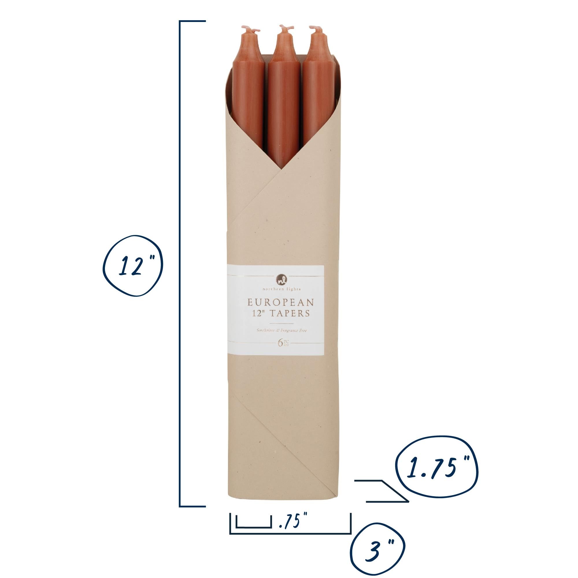 Northern Lights Candles Zestaw kleszczy 30 cm stożki świeca prezent luksusowy (Terra Cotta)