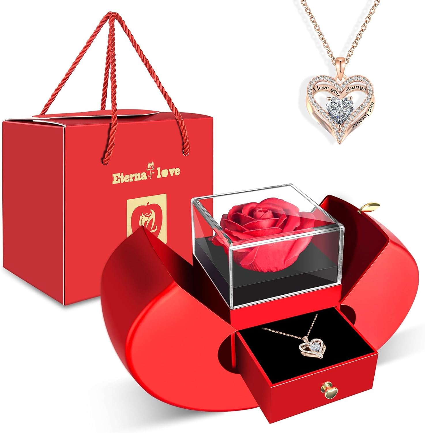 WEIMIL Erhaltene Blume Rose mit Grüne Geschenkbox