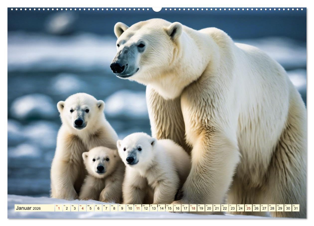 Eisbären im Fokus (hochwertiger Premium Wandkalender 2026 DIN A2 quer), Kunstdruck in Hochglanz: Portraits der weißen Riesen (CALVENDO Tiere)