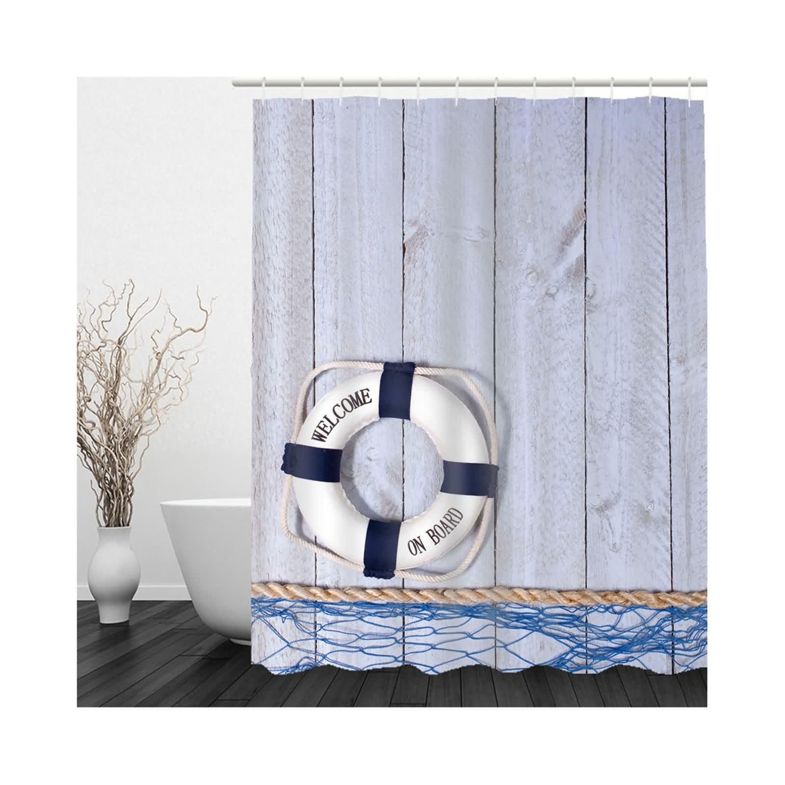 Cortina De Baño Cortina Ducha Portatil Tablero Salvavidas Juego Tela Light Brown 220x180cm