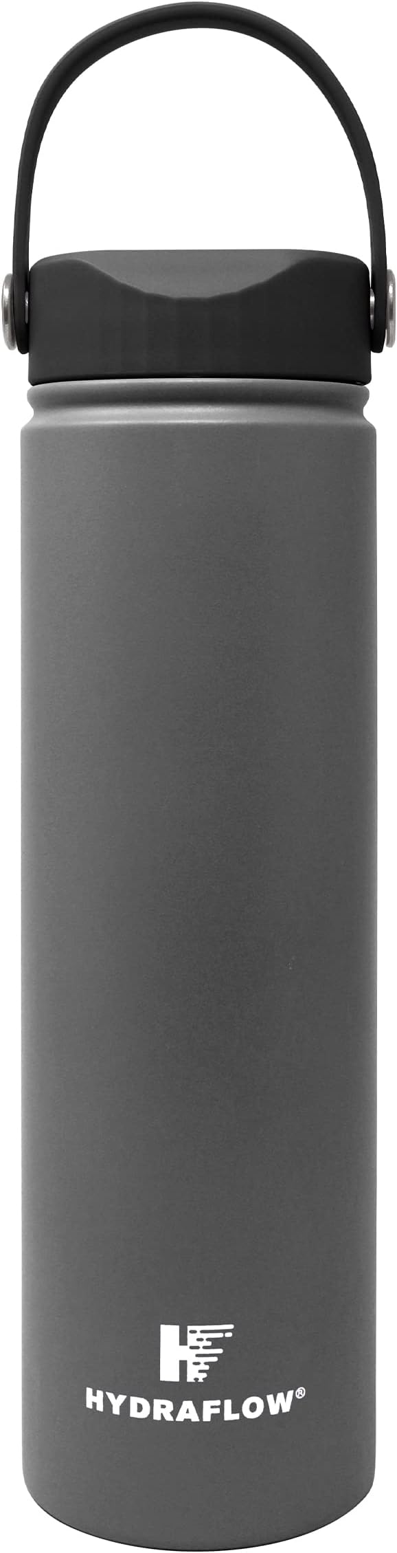 Hydraflow Hybrid - Triple Wall Vacuum Insulated Water Bottle with Wide Mouth Lid (25oz, Powder Graphite) Stainless Steel Metal Thermos, Reusable Leak Proof BPA-FREE for Sports and Travel
