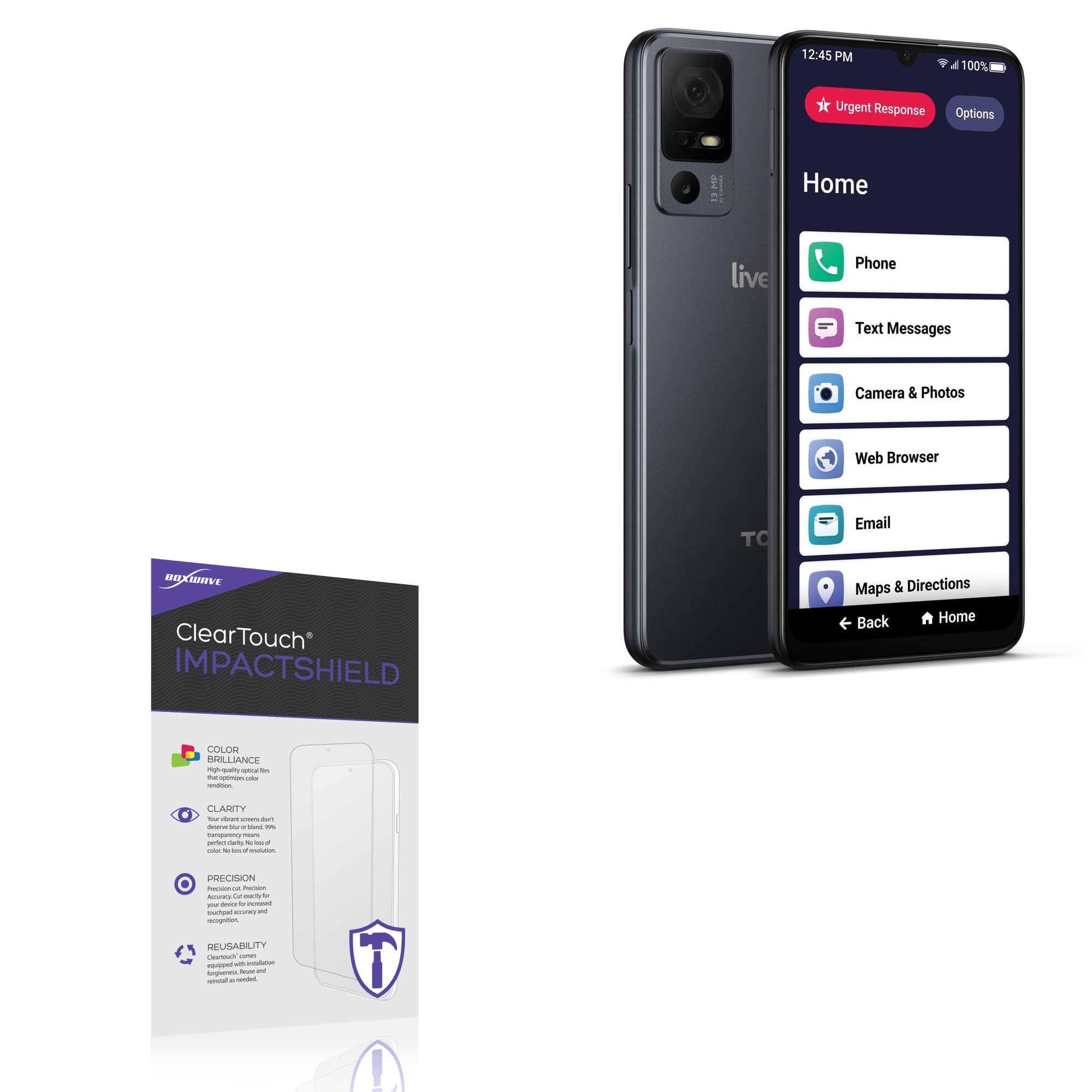 BoxWave Screen Protector Compatible With Lively Smart4 - ClearTouch ImpactShield (2-Pack), Impenetrable Screen Protector Flexible Film