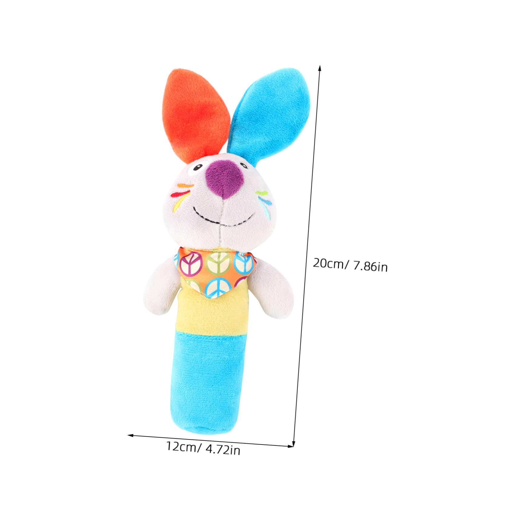 HANABASS Jouet D'éveil en Peluche pour Bébé, Forme Animal Cartoon, Bleu et Orange, Favorise Exercice Main-œil et Émet Son Lors de Secouement, pour Jouer Garçon Fille