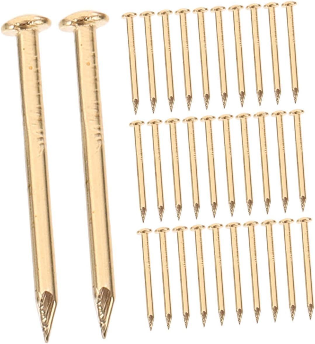 Copper Brad Nails 1.2x15mm 200 Pack Picture Hanging Nails Round Head for Home Decor