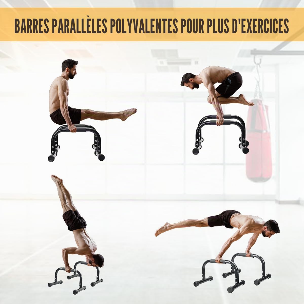 KingMile Parallettes, Push-Up Bars, barre parallele, Matériel de sport de haute qualité et stabilité optimale, Barres de levage, calisthenics, Gymnastique, Entraînement de rue, Musculation