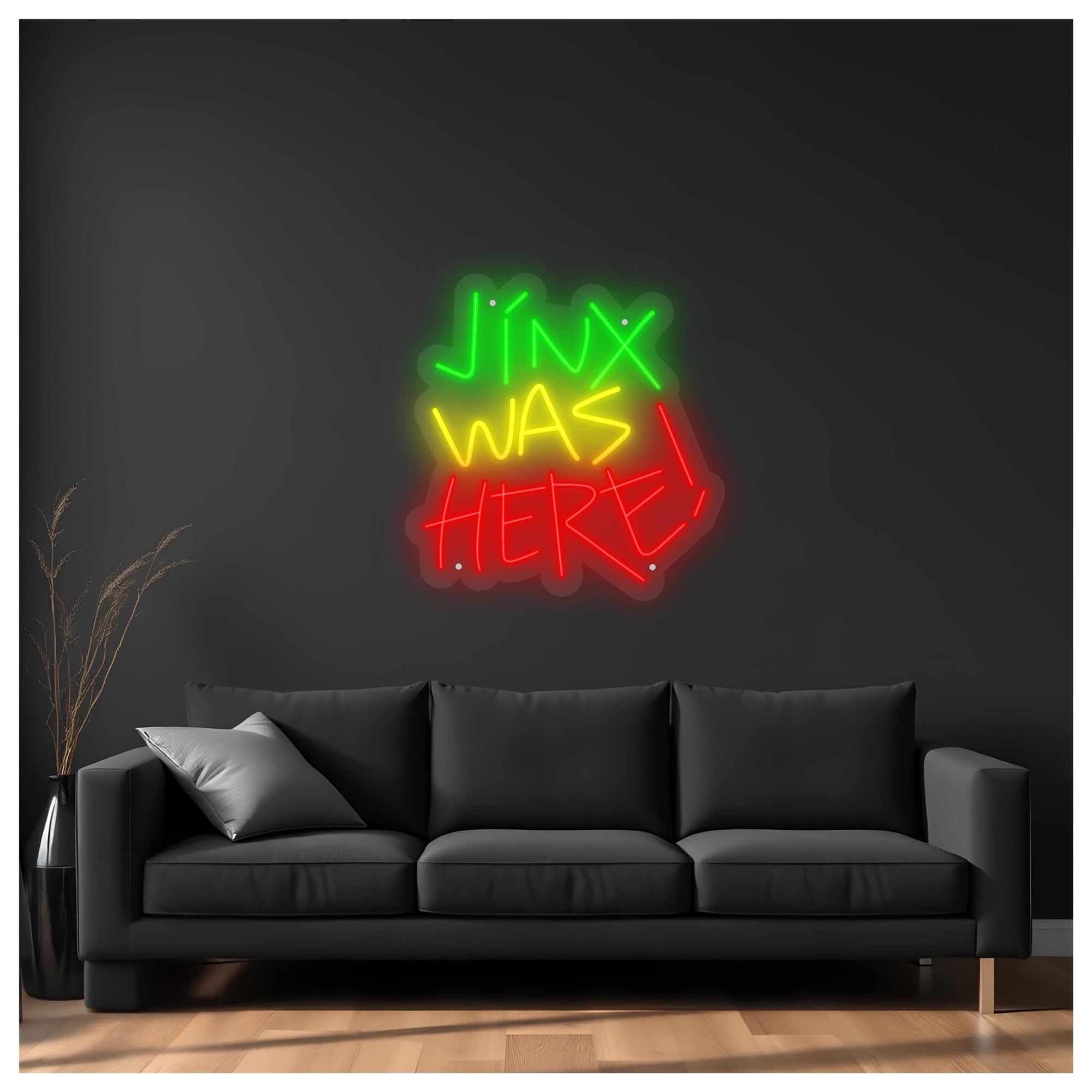SHOUXI Sign Lamp Jinx was Here Neon Sign, Suitable for Game Room Decor with Dimmable 40cm