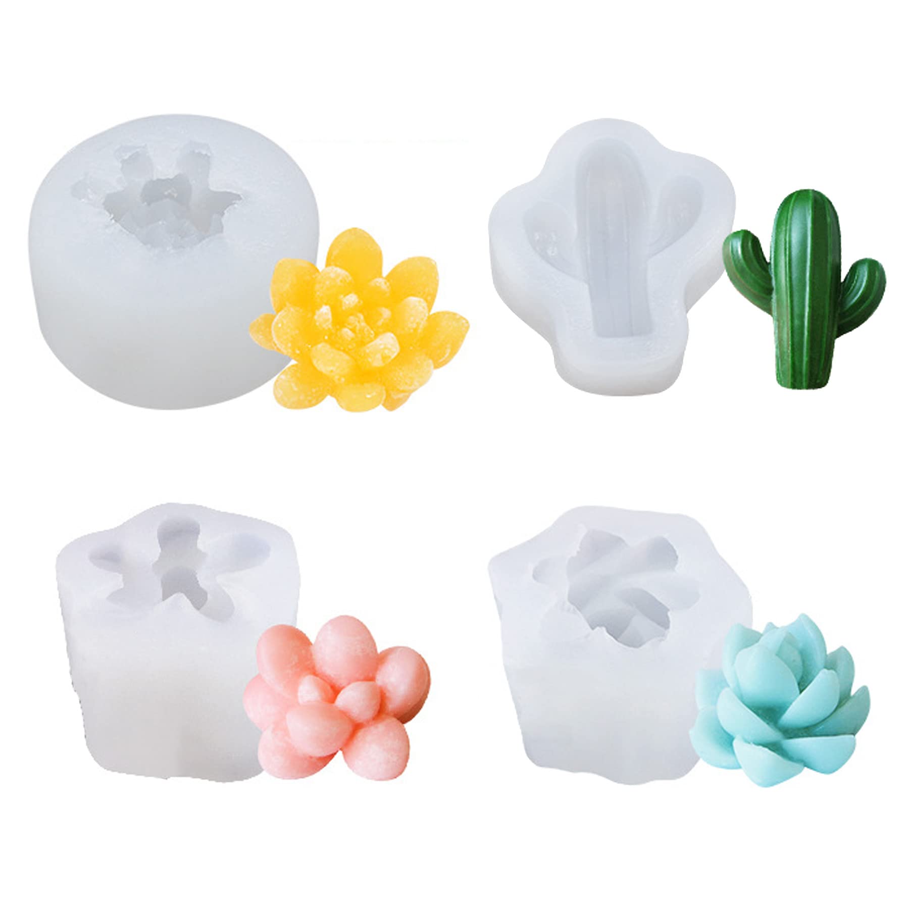 Moldes De Silicona Para Suculentas — 4 Piezas, Aptas Para Fondant, Chocolate, Jabones Y Resina