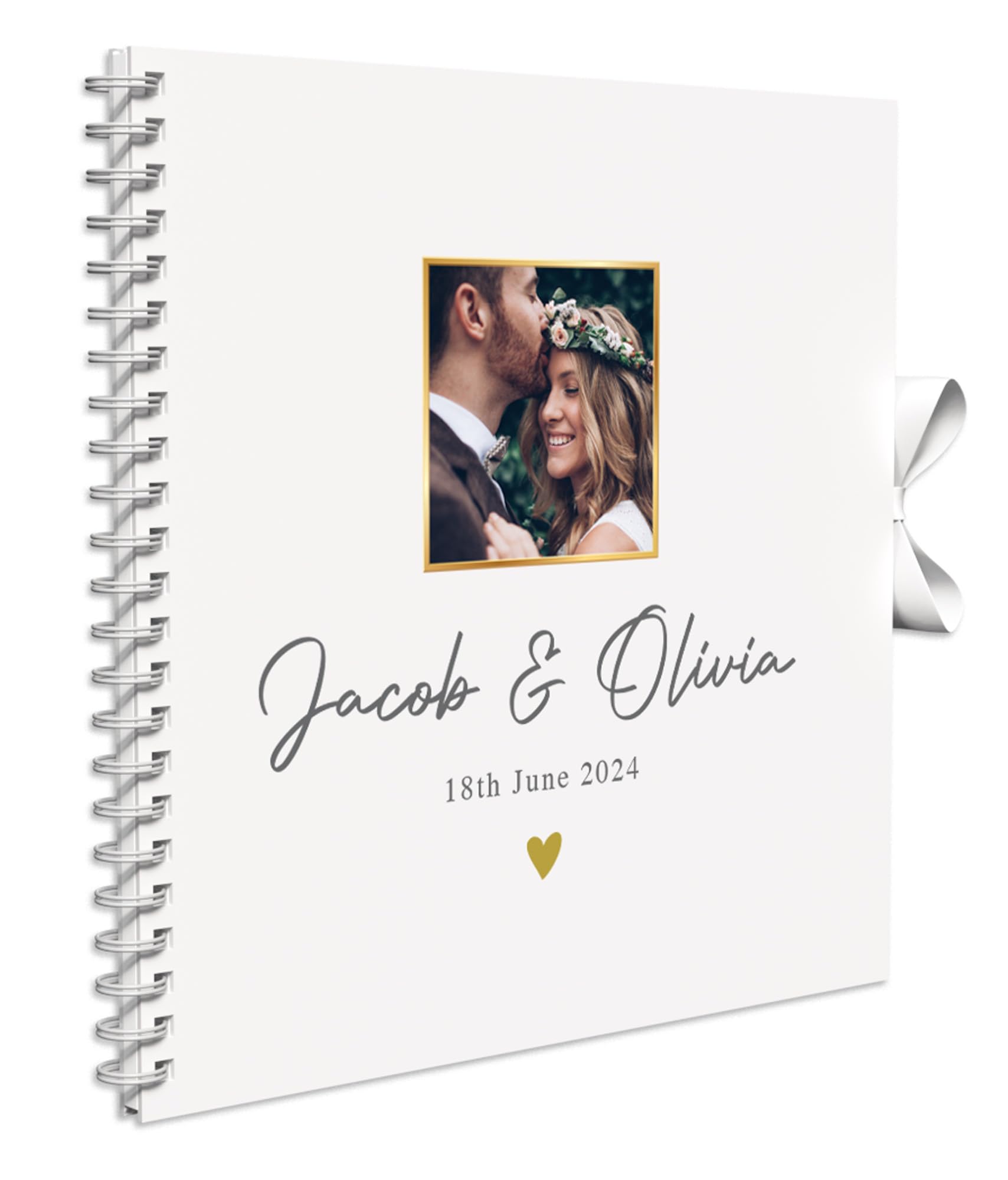 Personalised Photo Wedding Guest Book Keepsakes,Signature Scrapbook, Photo Album Wedding Couple - 20cm x 20 cm - 50 Sheets (Simple, White)