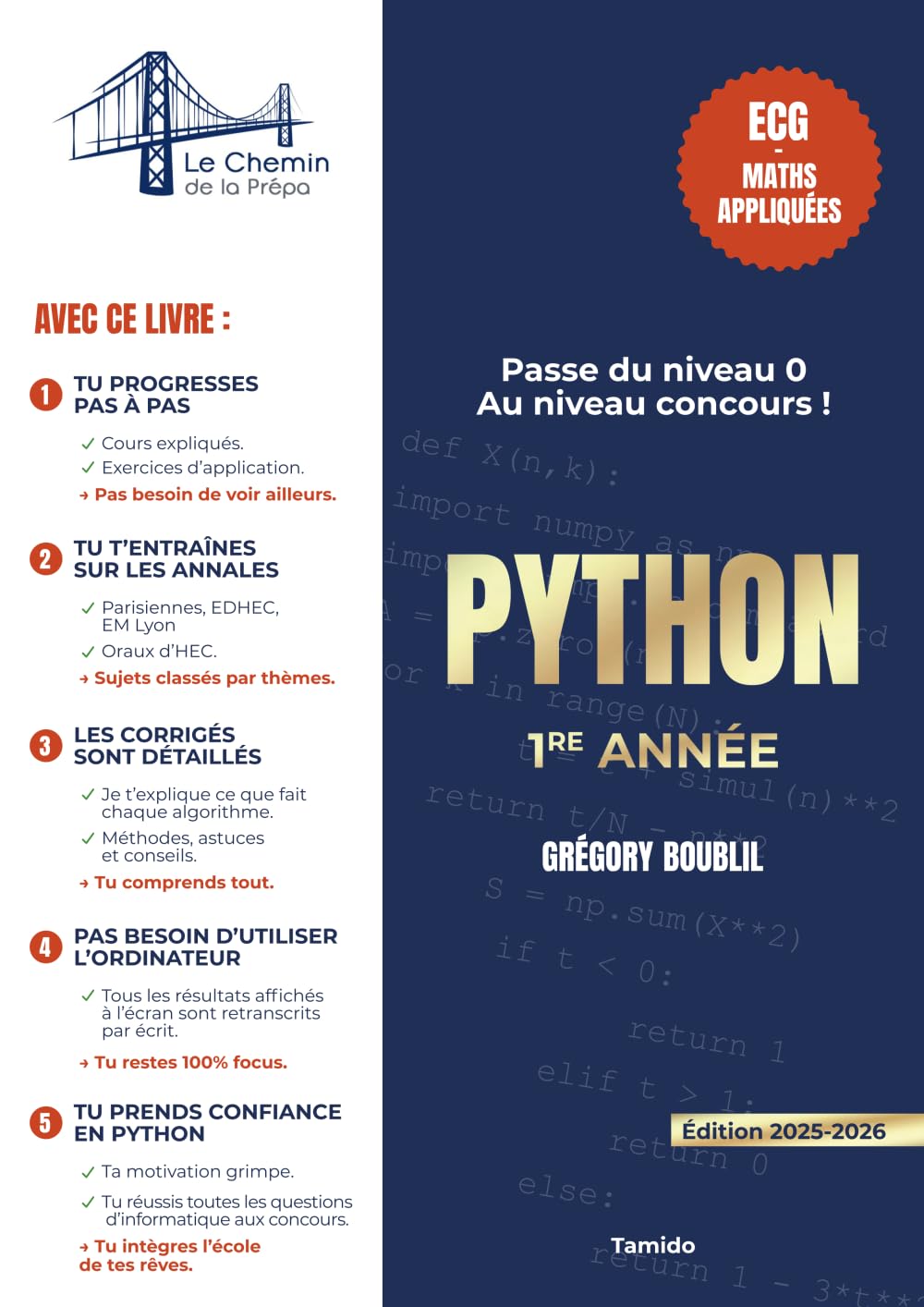 Python Maths appliquées 1re année prépa ECG: Passe du niveau 0 au niveau concours ! (Python maths appliquées prépa ECG)