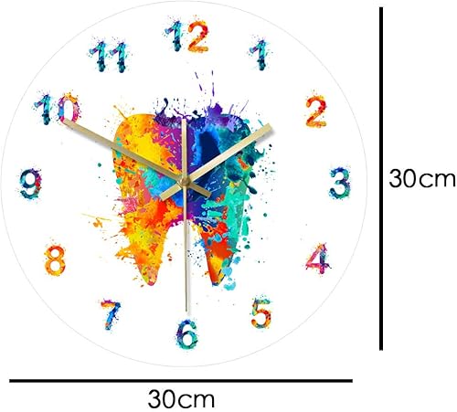 Miniatura 2 de The Geeky Days Acuarela Pintura Dental Impresión Reloj de Pared Clínica Dental Médica Arte de Pared No Ticking Reloj de Pared Dental Ortodoncista