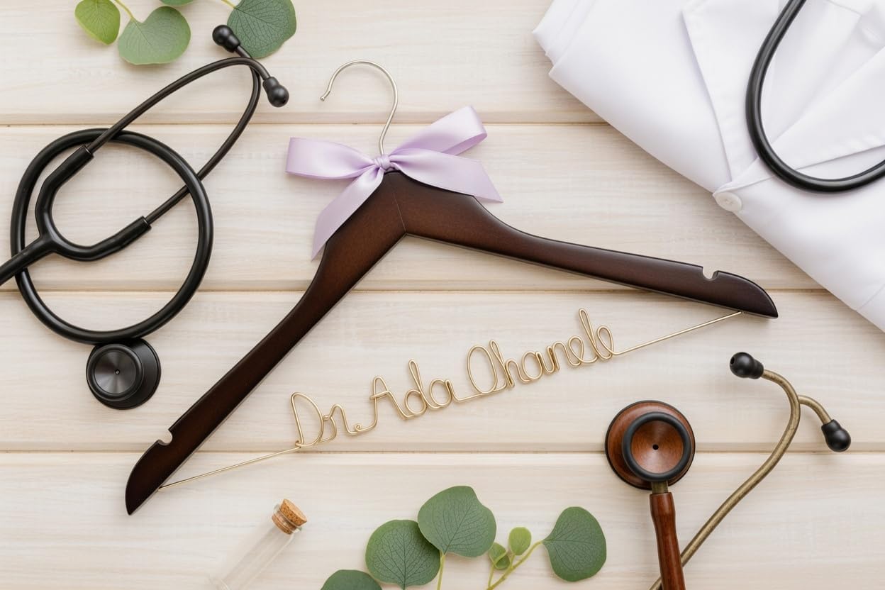 Doctor Hanger, Medical School Graduation, New Doctor Gift, PhD Gift, First White Coat, White Coat Ceremony