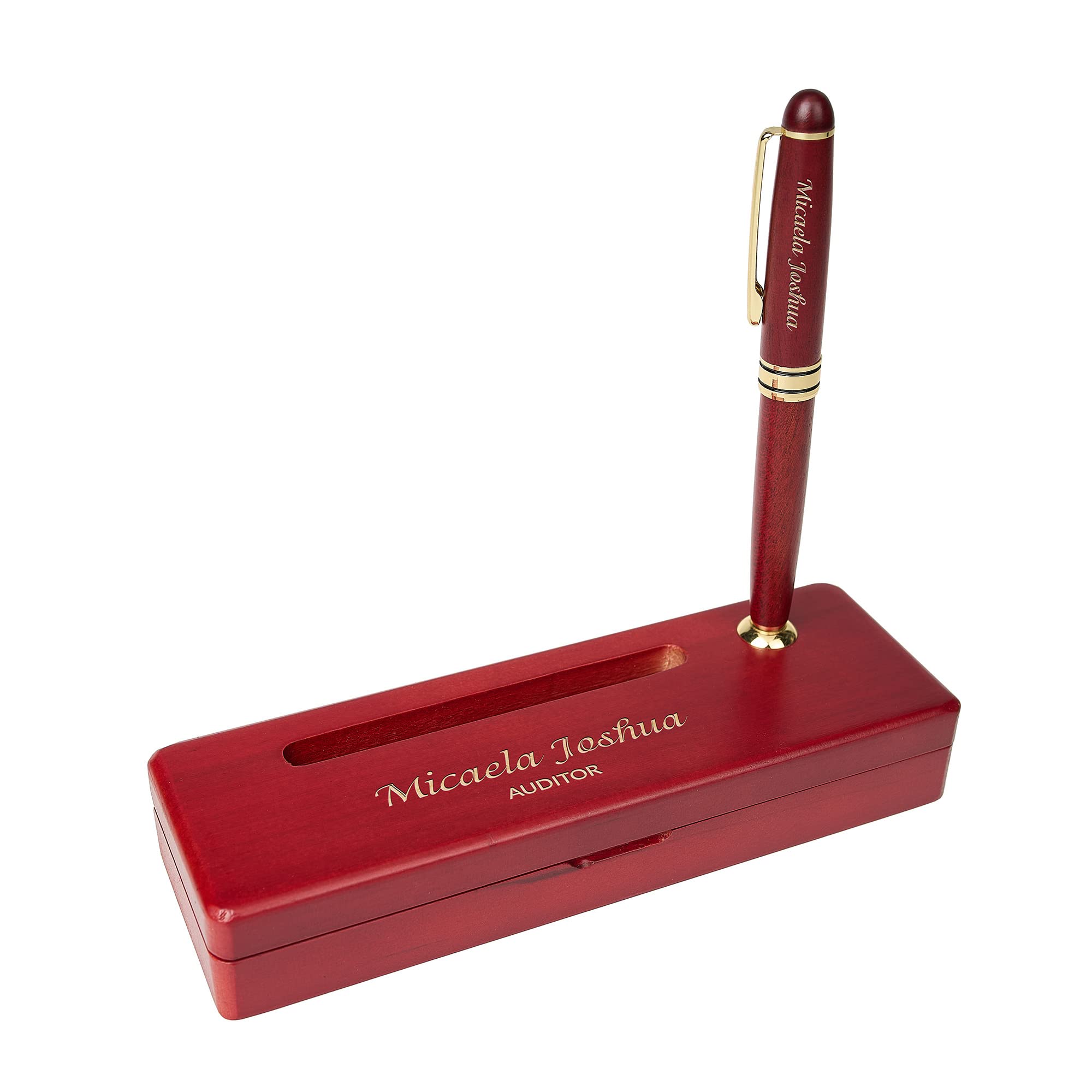 Custom Engraved Wood Pen Set, Executive Pen and Box With Free Personalization, Rosewood Ballpoint Pen With Case For Gift