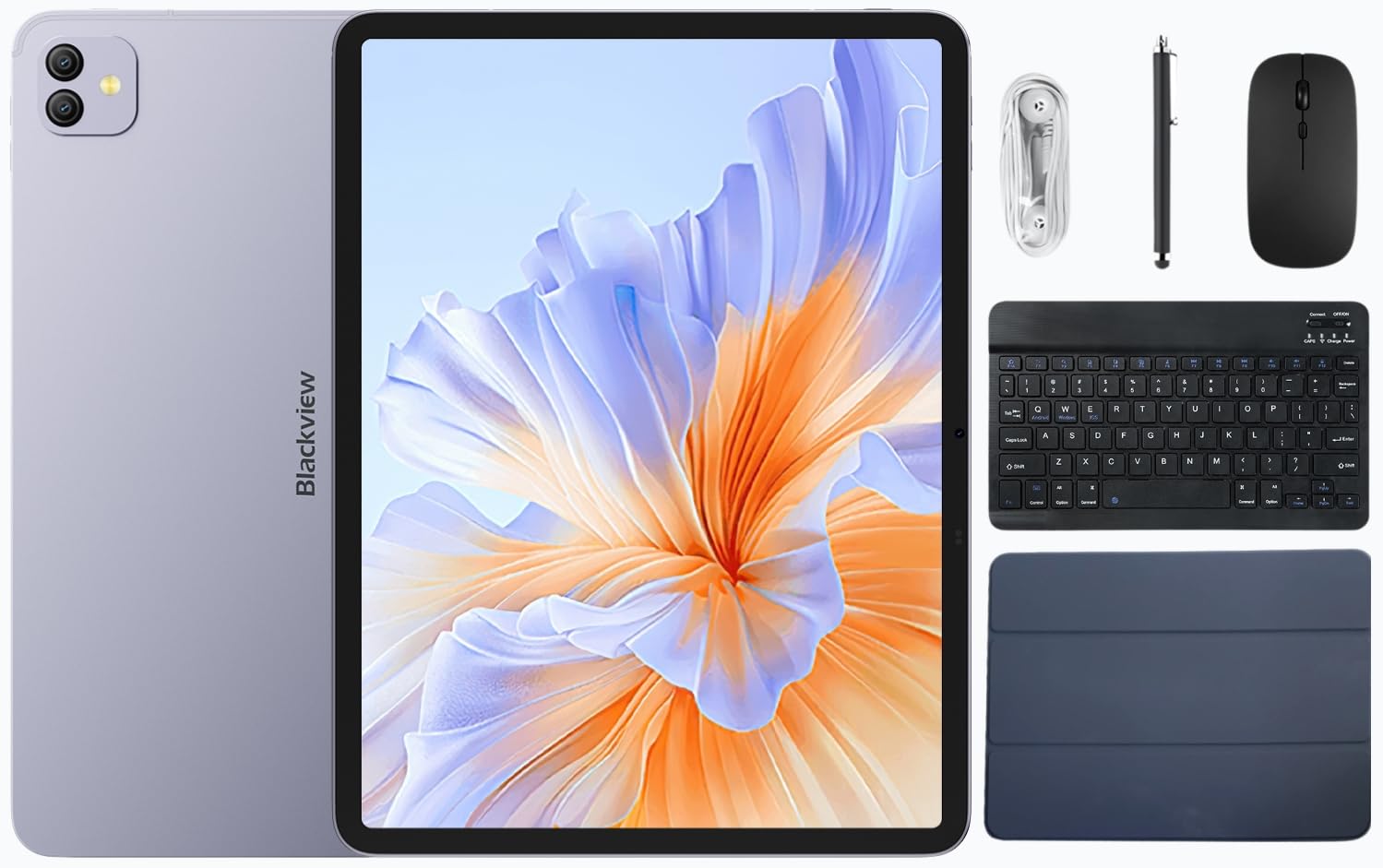 Blackview Tablet LINK 8 12,​7″ Android 15, Display 2K+ 90 Hz, 18GB RAM + 256GB (2TB), Fotocamere 16+​13MP, GPS, Wi‑Fi, Quad‑BOX Stereo, 2 anni di garanzia, Viola Nuvoloso, BT-​Tastiera e mouse wireless