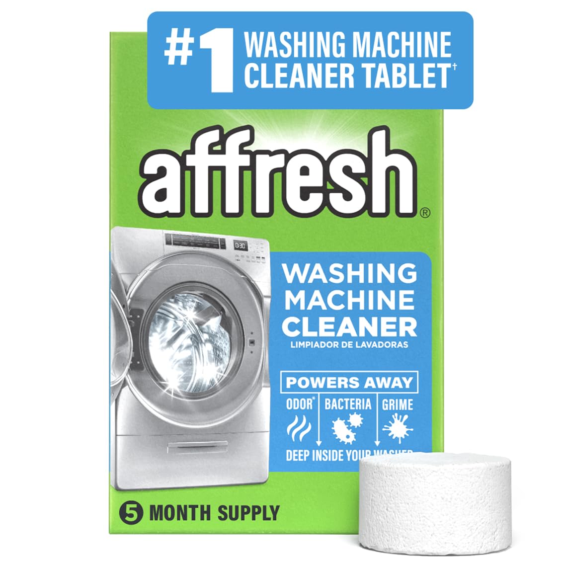Washing Machine Cleaner, Helps Power Away Odor Causing Bacteria & Grime Deep Inside Pump, Valve & Hoses, 5 Time Release Tablets, 5 Month Supply