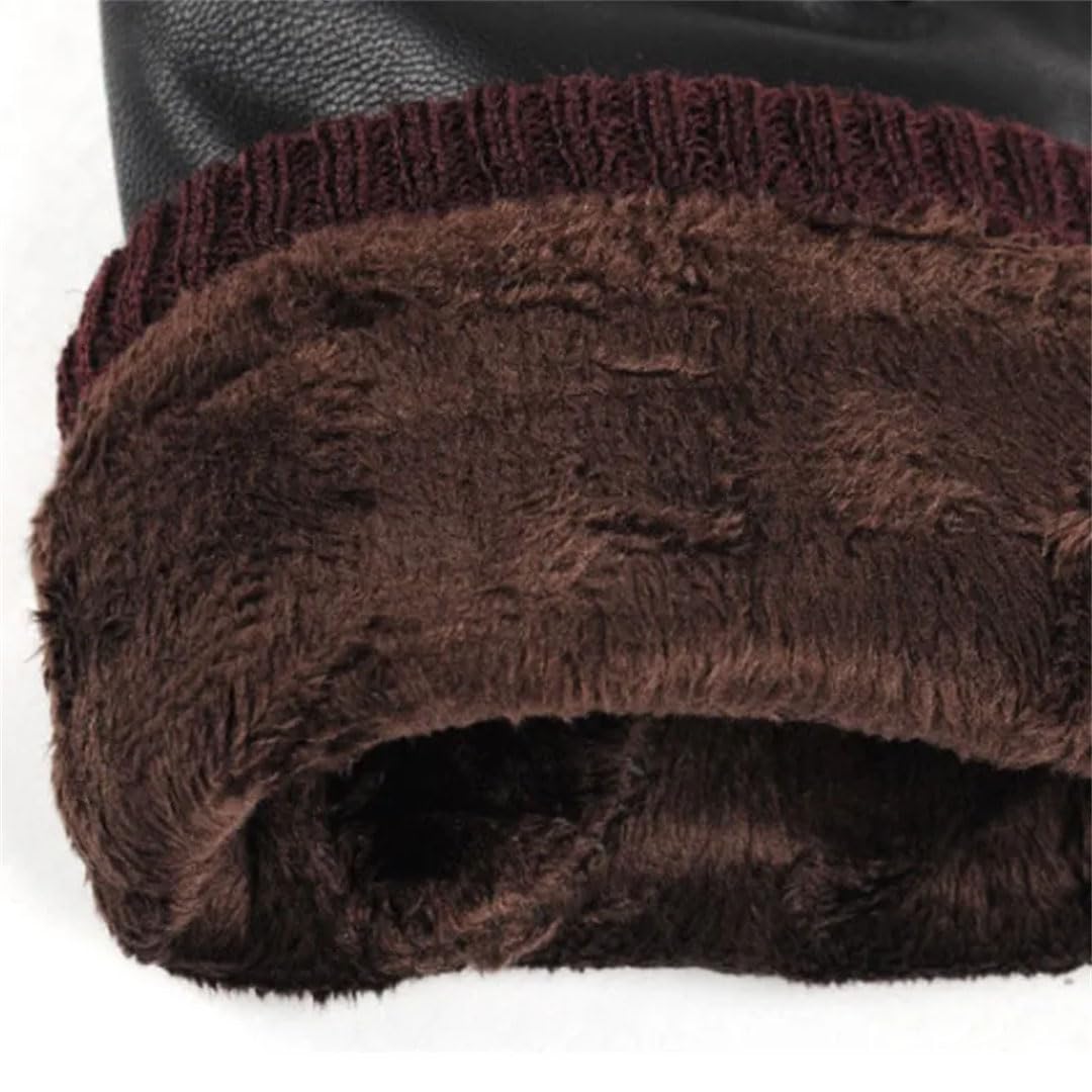 Damen Winter Warm Handschuh Gewaschene Lederoberfläche Mit Flauschigem Futter Radfahren Motorrad Handschuhe F Einheitsgröße