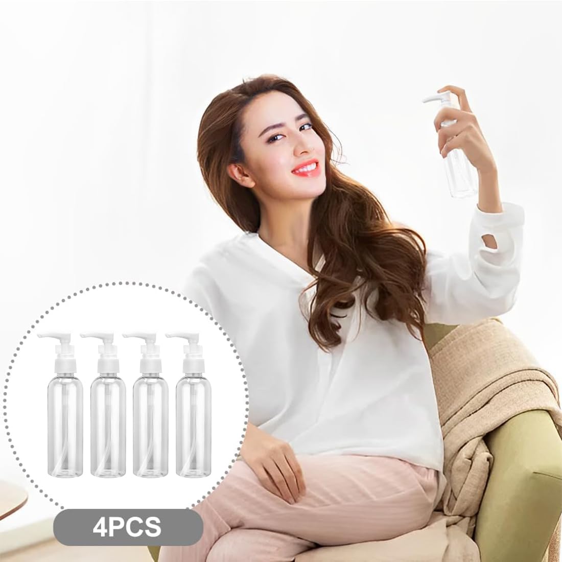 4 Pezzi Flaconi da Viaggio, 100 ml Bottiglie da Viaggio Trasparenti, Pompa da Viaggio in Plastica Dispenser, Boccette Contenitori Ricaricabile, per Cosmetici, Lozione, Bagno, Shampoo Liquidi