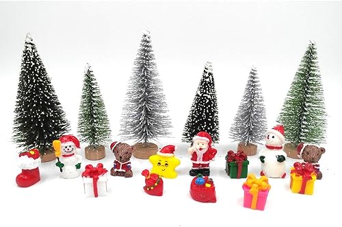 Miniatura 2 de EMiEN 7 piezas de decoración de casa de nieve en miniatura de invierno para decoración de casa de muñecas, decoración de plantas de jardín de hadas,