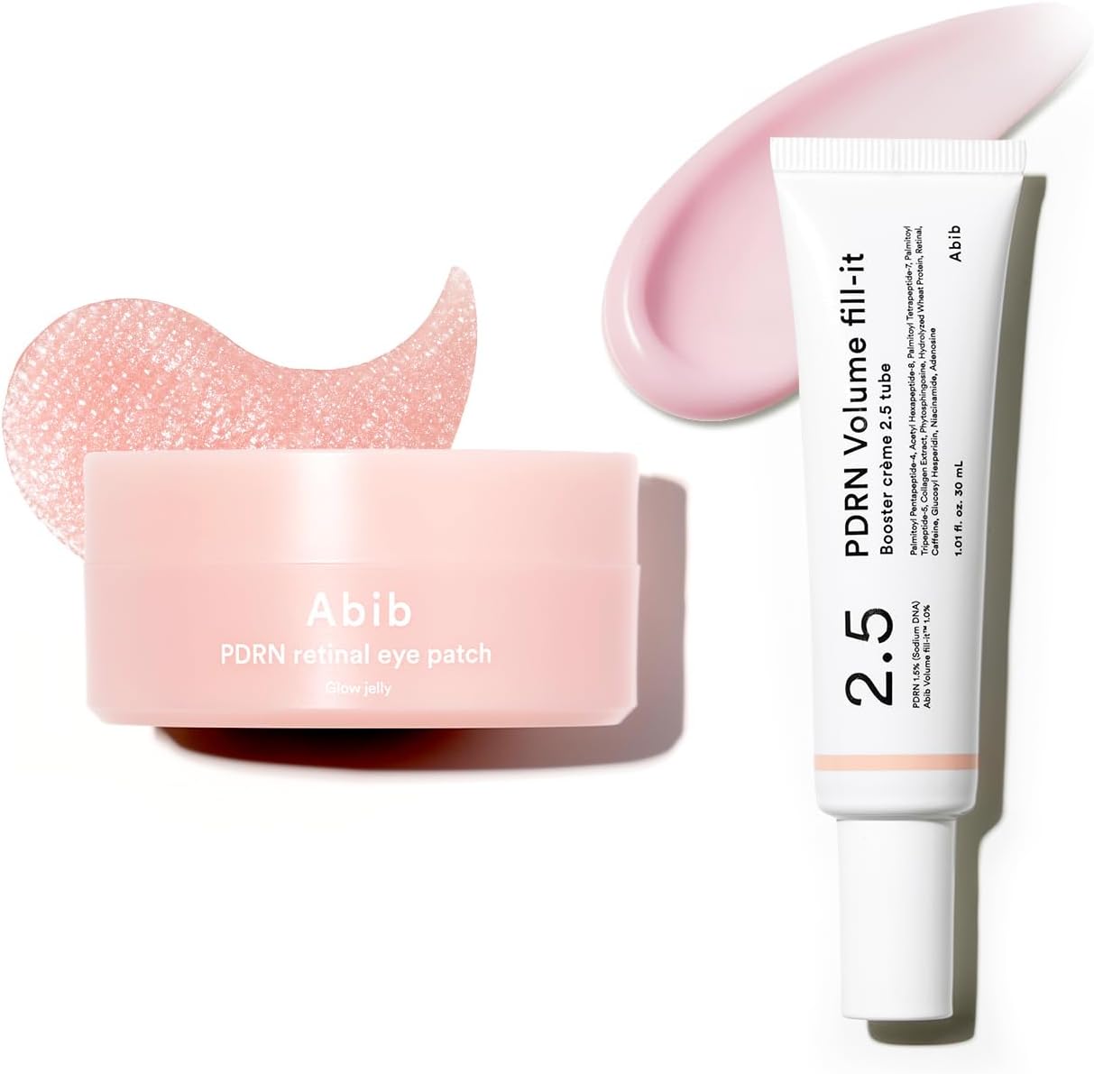 Abib PDRN Retinal Firming Duo: PDRN Retinal Eye Patches with Glow Jelly, 60 Count & PDRN Volume Fill-It Booster Cream1.01 fl oz | Eye Patches and Peptide Retinal Cream for Forehead, Smile Lines, Neck