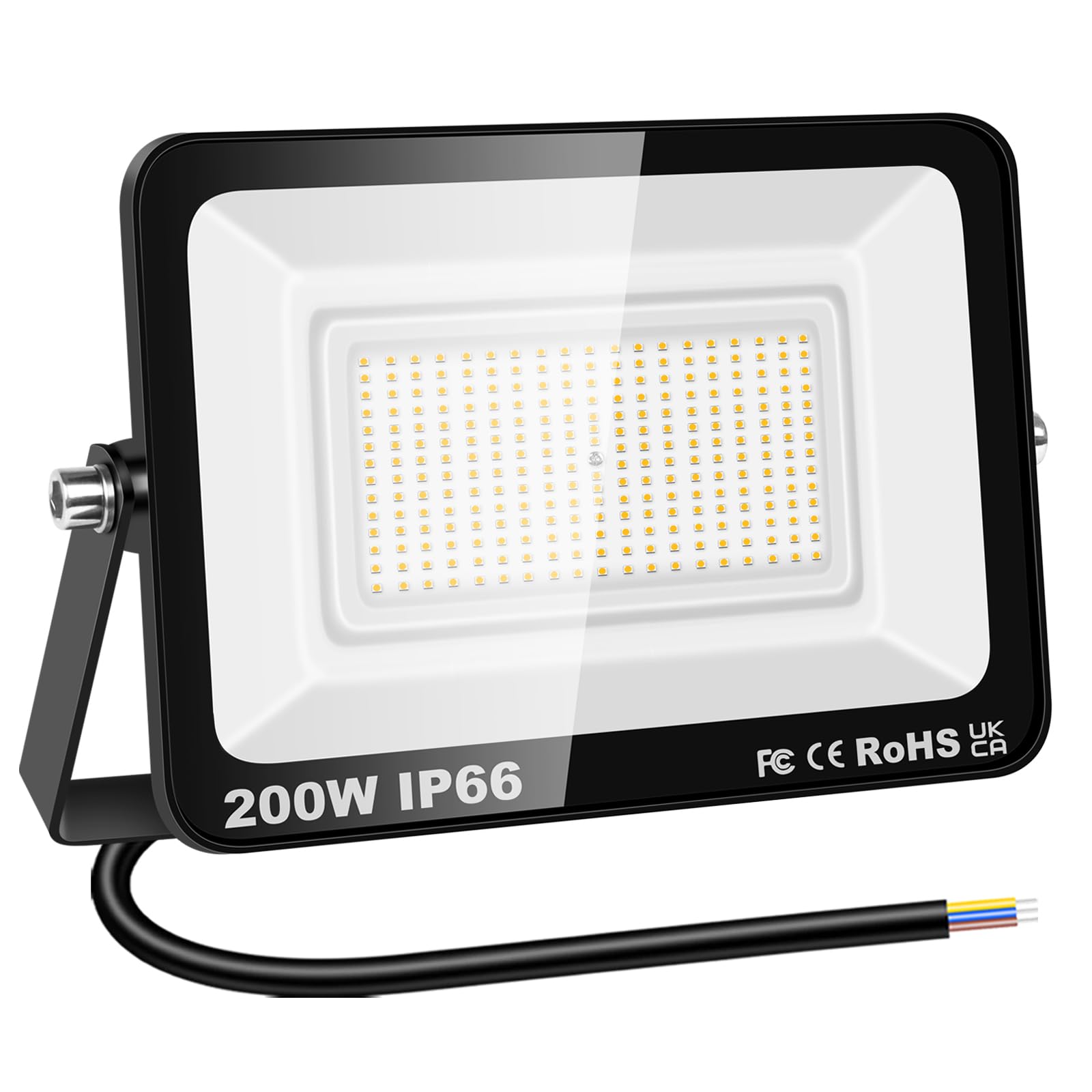 YOJZMA 200W 20000LM Outdoor LED Floodlight Daylight 4000K Warm White IP66 Waterproof Security Lighting for Garden Garage Yard Sports Field Patio Driveway Porch