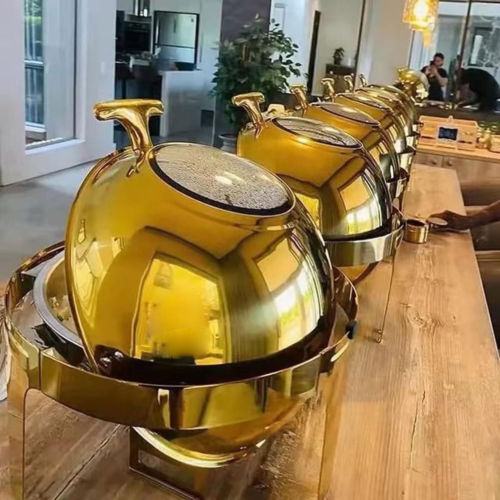 AIZYR Chafing Dish Buffet Set, Stainless Steel Food Warmers Roll Top Chafing Dishes with Fuel Holder for Parties, Banquets, Weddings