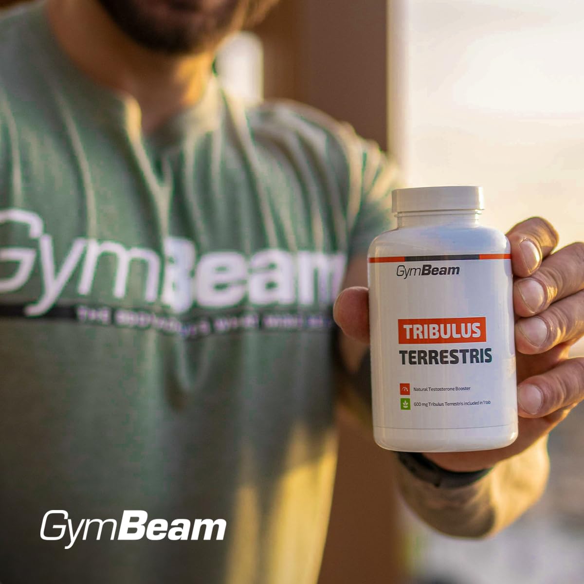 GymBeam Tribulus Terrestris Estratto Potente - un Aiuto a Favore del Testosterone, 1200mg per Dose, per l'Uomo, 90% di Saponine Steroidee, Aumenta Forza e Prestazioni Atletiche (120 tab)