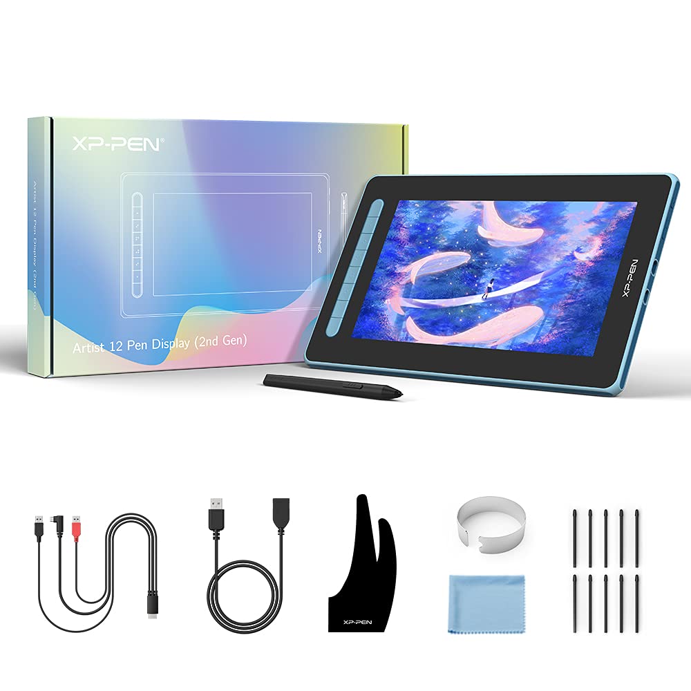 XP-Pen Artist 12-2.ª generación Tableta Gráfica con Pantalla Completamente Laminada de 127% sRGB, Tableta Dibujo con Lápiz, Compatible con Windows, Mac OS X, Chrome OS, Linux, Android, Azul